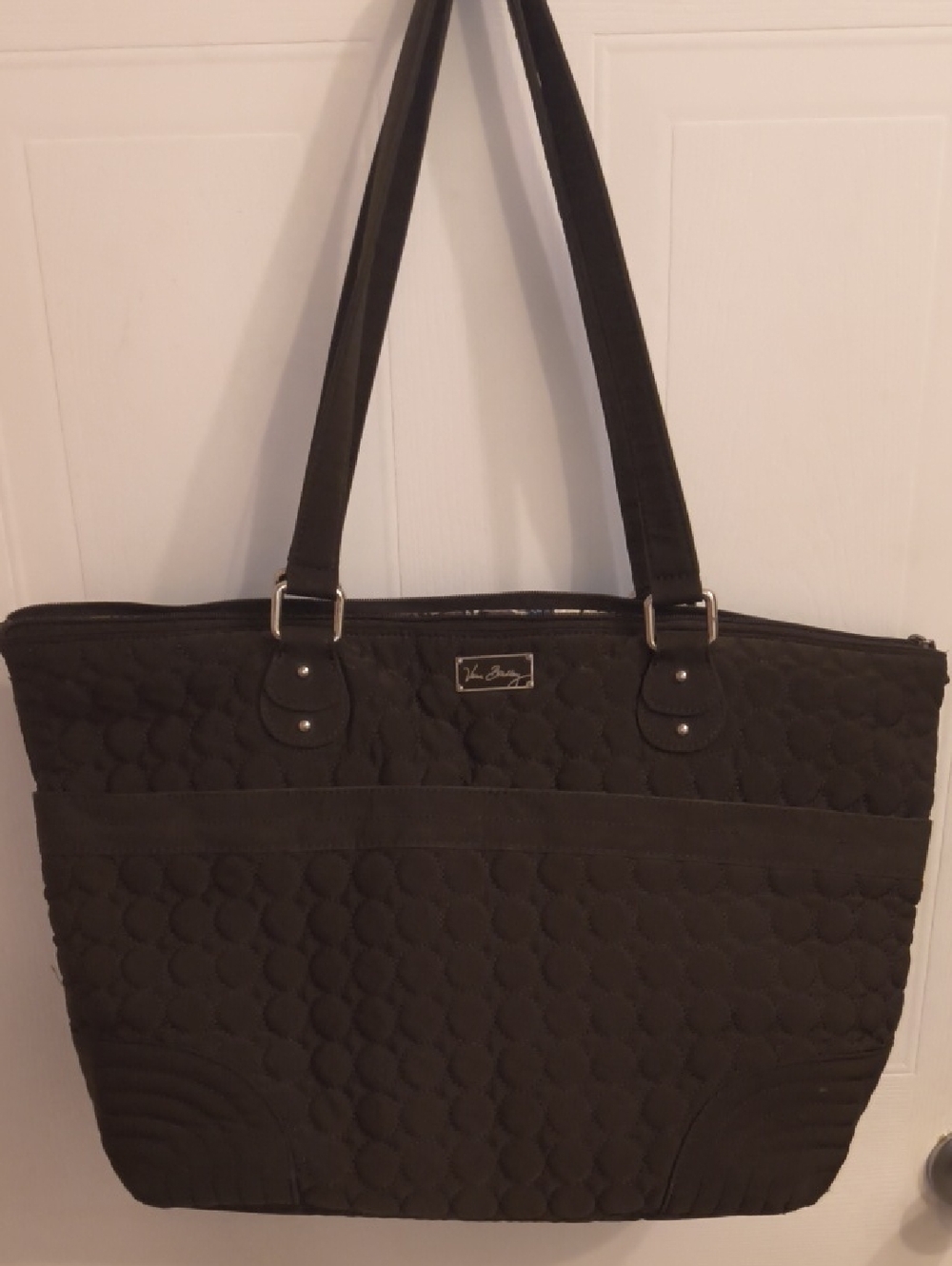 Vera Bradley Black Quilted Diaper Bag/Shoulder Tote.